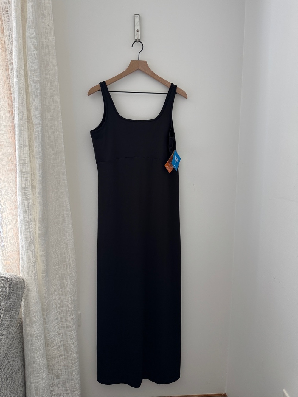 Columbia PFG Freezer Maxi Dress L Black NWT UPF 50 Slits Gorpcore Granola Girl
